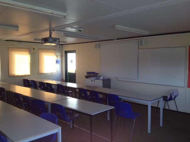 Single classroom building interior